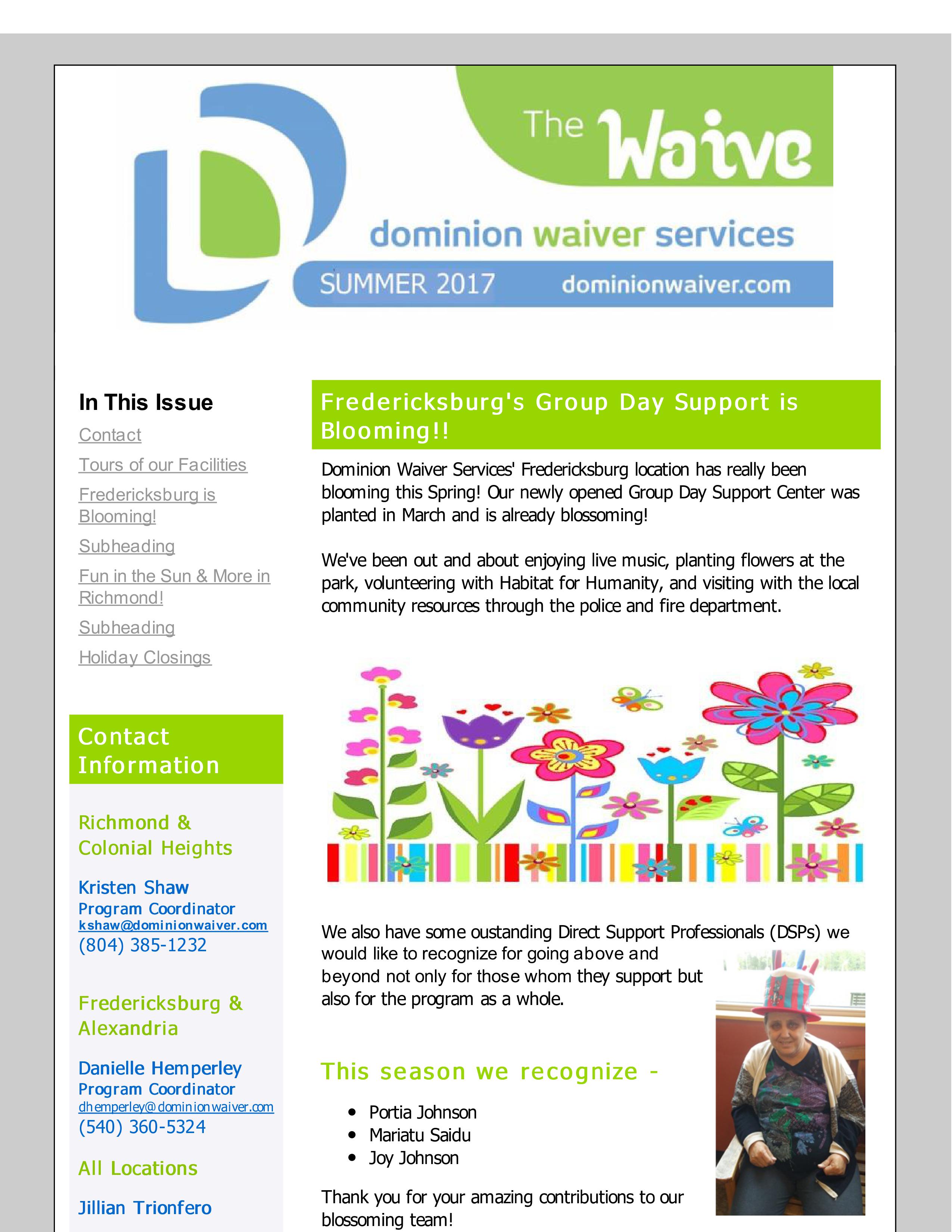 Catch Up on the Latest News from Dominion Care Waiver Services!